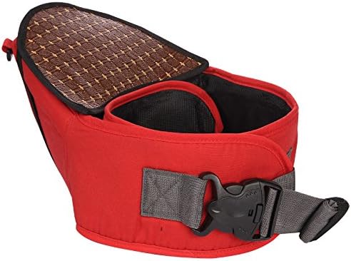 HIGHKID Children Waist stool With Mat Hipseat Belt Walk Carriers Baby Waist Stool Walkers Carrier Baby Hip Seat Black (Red)
