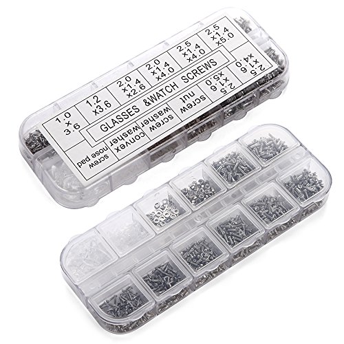 image for Becory Eyeglasses Repair Kit, 1100Pcs Tiny Screws and 5 Pairs Nose Pad