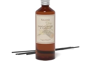 SALKING Sandalwood & Vanilla Reed Diffuser Refill, Relaxing Sandalwood Fragrance Scented Oil 17 Fl Oz - Fresh & Long Lasting Fragrance, Reed Diffuser Oil Refill, Oils for Reed Diffuser, Home Fragrance