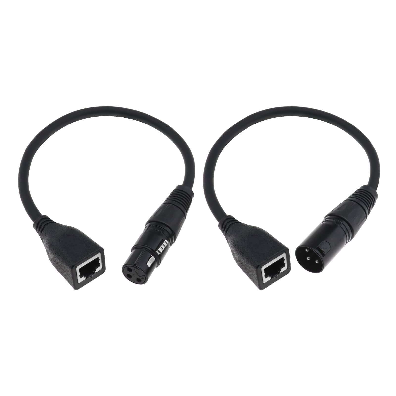 2pcs XLR 3 Pin Female&Male to RJ45 Female Adapter Converter Extension Cable Connector Cord XLR Adapter Cable LED Controller Converter Cable 30CM