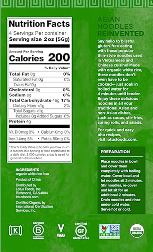 LOTUS FOODS NOODLES RICE PHO ORG 8 OZ