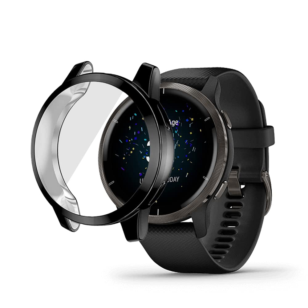 PaceBid Case Compatible with Garmin Venu 2S/Vivoactive 4S, Transparent High Definition TPU Protective Case for Garmin Venu 2S – Black — image 1