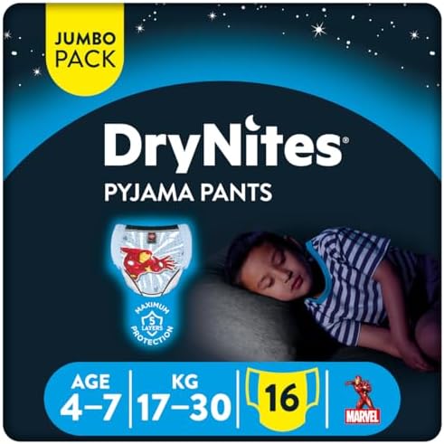 Huggies DryNites Pyjama, 4-7 years, Boy, 17-30 kg, 16 Bed Wetting