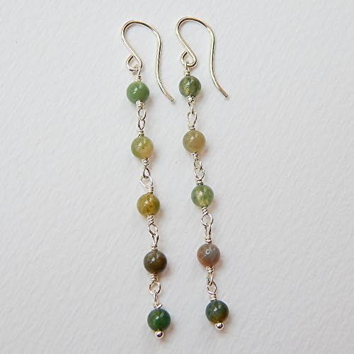 Indian Agate Earrings in Sterling Silver