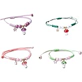 4 Pcs Unique Mushroom Bracelets Beaded Colorful Luck String Rope Chain Cord Thread Braided Bracelet Good Protection Friendship Wish Bracelet Jewelry for Women Girls