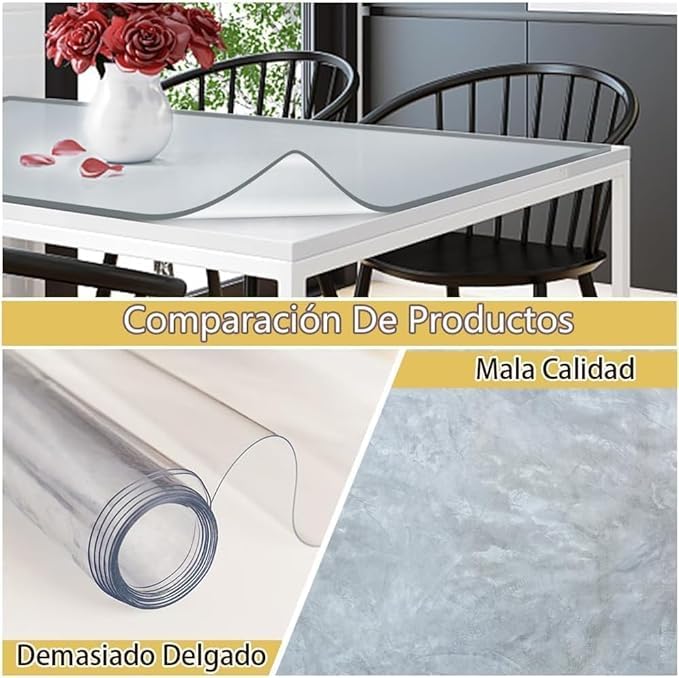 STAZWOUZZ Mantel Transparente PVC, 116×243cm PVC Manteles para Mesa, Protector de Mesa Transparente