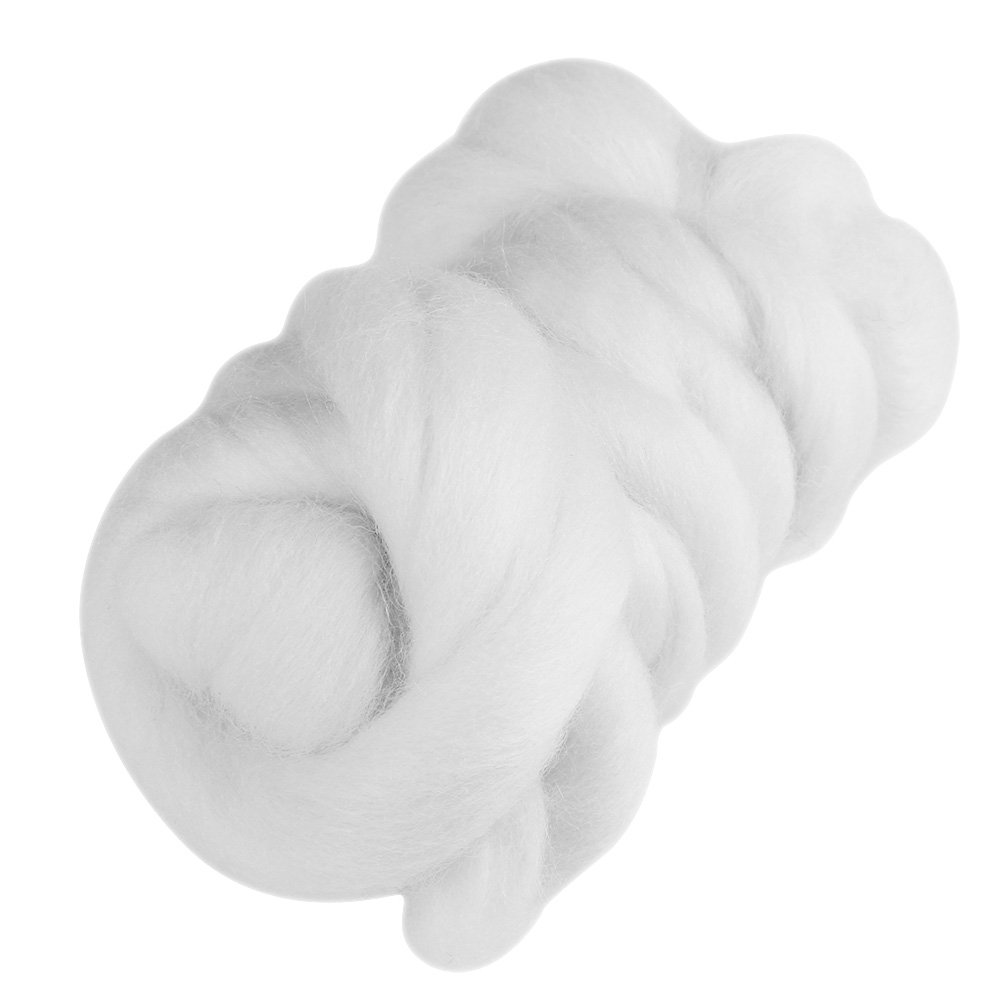 8Colors 55g Colorful Wool Felting Needle Roving Spinning Sewing Trimming Handiwork Material (White)