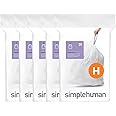 simplehuman Code H 100 Count, Dispenser Pack Custom Fit Liners, Drawstring Trash Bags, 30-35L / 8-9 Gallons, White