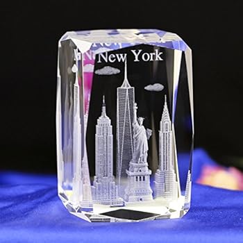Duosuny 3D Laser Crystal New York with Gift Box, Anniversary & Paperweight, Christmas Birthday Valentines Wedding Gift
