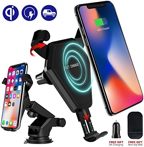 Fast Wireless Charger,TAISHAN Car Mount Air Vent Phone Holder Cradle for for Samsung Galaxy S8, S8 Plus, S7, S7 Edge, S6 Edge Plus, Note 8, Note 5,QI Wireless Standard Charge for iPhone 8/ 8 Plus/ X ,
