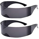 PLOPLO 2 Pack Futuristic Cyclops Monoblock Shield Mirrored Sunglasses Sunglass Glasses
