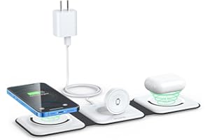 Wireless Charger 3 in 1,RTOPS Magnetic Travel Wireless Charging Station Multiple Devices,GaN 3 in 1 Charging Station,Compatible for iPhone16/15/14/13/Pro/Max,iWatch,AirPods4/3/2/Pro(Moon White)