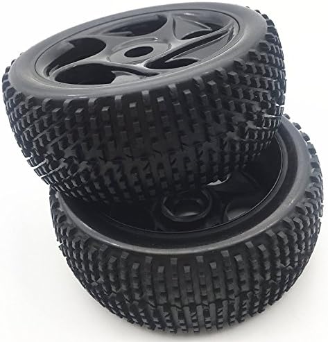 1/8 Off-Road RC Car Buggy Rubber Tyre Tires &amp; Wheel Rim Black Have Foam Inserts (2Pcs)