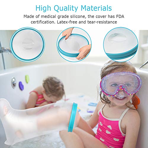 Doact Kids Leg Cast Cover for Shower Bath, Waterproof Cast Protector Keep Cast Bandage Dry, Watertight Cast Bag for Child Wound Foot Ankle Orthopedic Boot 17 Inches