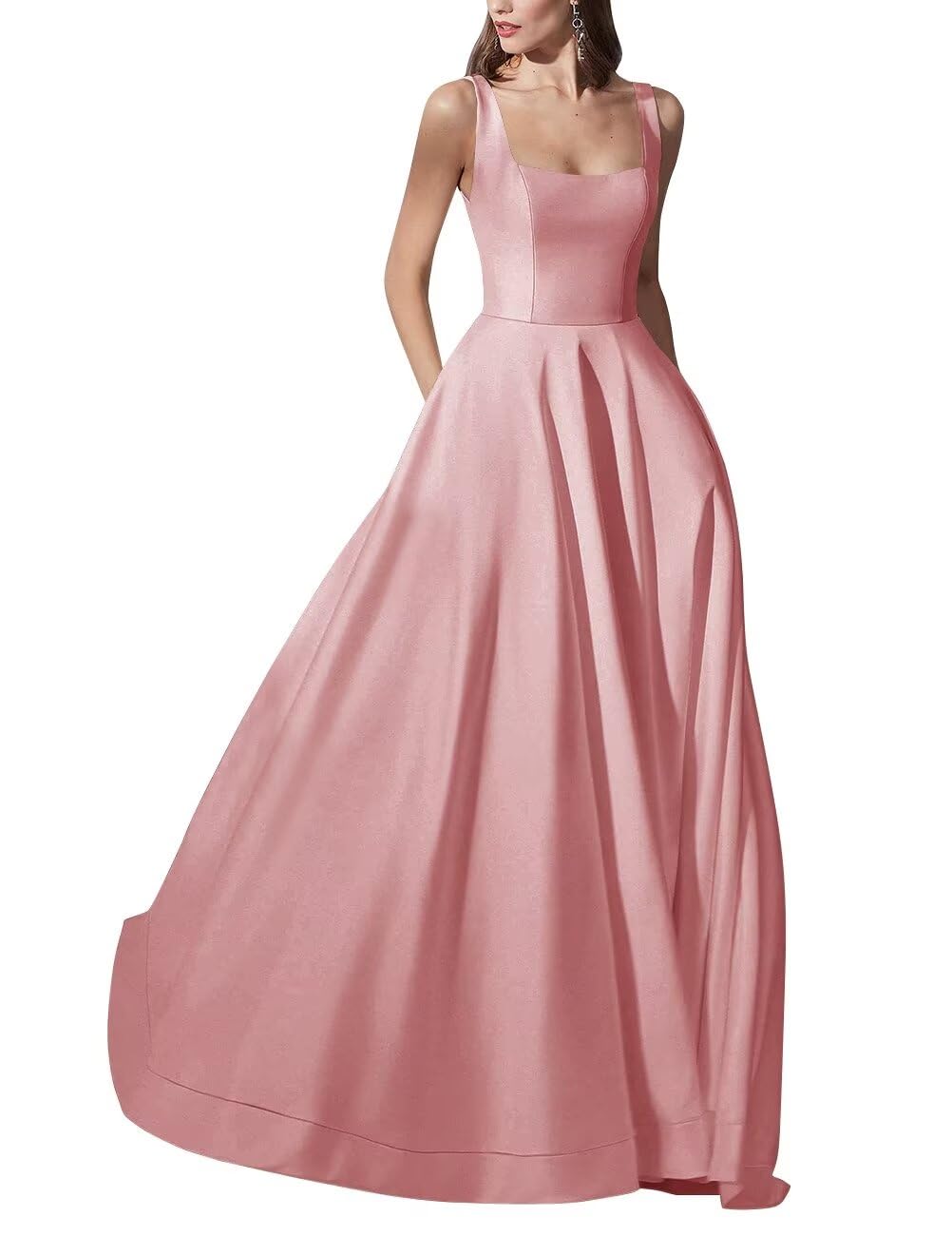 Bekvamlighet Square Neck Satin Wedding Gowns for