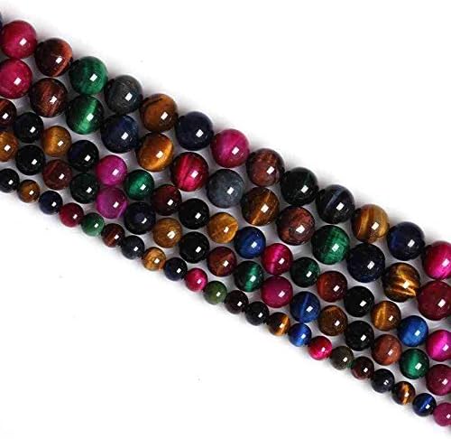 Ruilong6MM, 8MM, 10MM, 12MM Multi-color Tiger Eye Stone Beads (Natural Gemstone), One Strand, 15.5 inch, For Jewelry Making (CRAFT_BEAD, Jewelry, 1 bead)