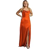 David's Bridal Charmeuse Cowl Neck Sheath Dress with Slit