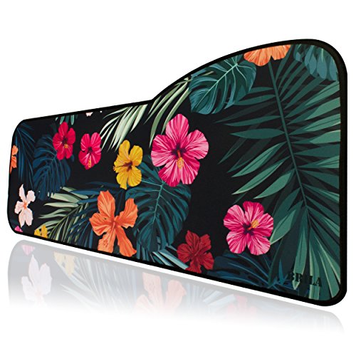 BRILA Extended mouse pad - Curve Design Gaming mouse pad - Stitched edges & Skid Proof rubber base - 29.5" x 12.1" x 0.12" X-Large Mouse Keyboard Desk Mat for Computer Laptop (Tropical Floral Leaves) - Thumbnail 4