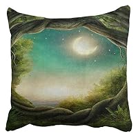 Starotor Throw Pillow Covers Decorative Cushion Cover Enchanted Dark Forest in The Moonlight Geometric Pillowcase for Sofa Bed 20 x 20 Inches