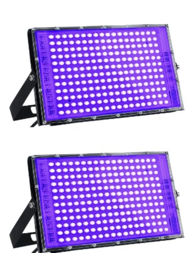 Gugxiom 2 Pack 100W Luz Negra LED, Foco Luz Negra 395-400nm IP66 Impermeable, Para Póster Fluorescente, Fiesta Neon, Halloween, Acuario