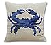 Wonder4 Cotton Linen Square Throw Pillow Case Cushion Cover for Living Room Watercolor Blue Crab 18'Inches
