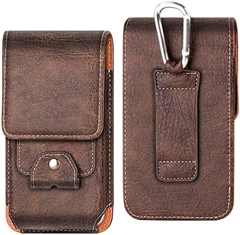 Shidan Vertical PU Leather Phone Holster with Belt Loop & Clip Carrying Case Waist Bag for iPhone 11 Pro/XS/X/8/7, Galaxy S10e S7 S6 S5 (Fits Cellphone with Case on)