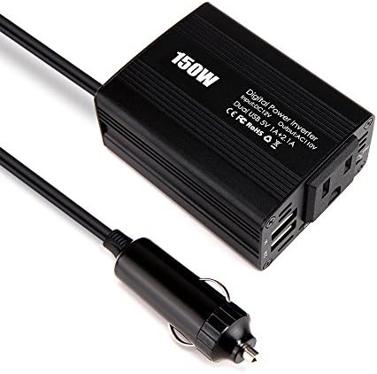 HXXNW 150W Portable Power Inverter for Car DC 12V to 110V AC Converter with 3.1A Dual USB Charger and Charger for Laptop and Smartphones -Black