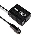 HXXNW 150W Portable Power Inverter for Car DC 12V to 110V AC Converter with 3.1A Dual USB Charger and Charger for Laptop and Smartphones -Black