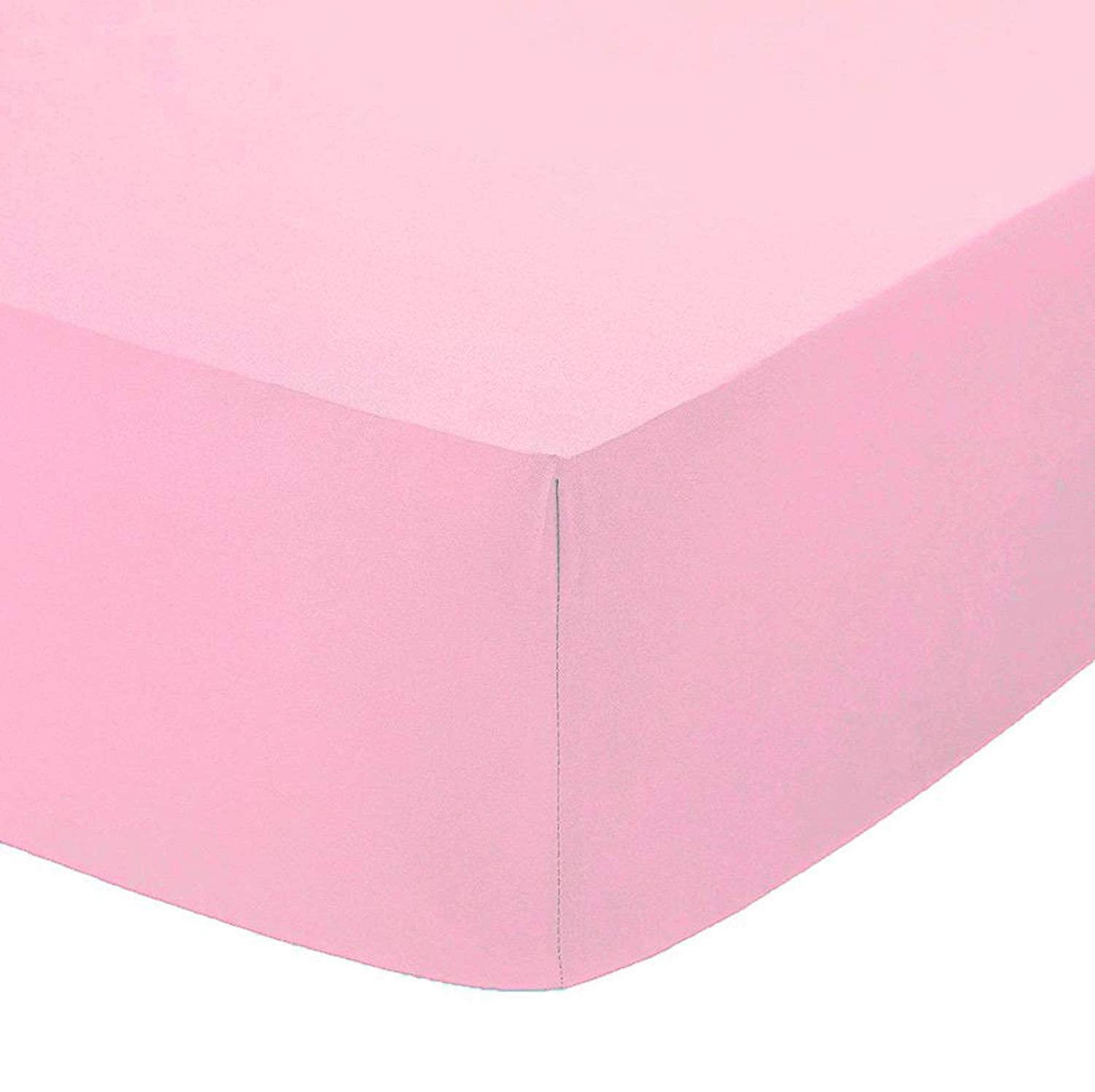 British Home Bedding - Plain Polycotton Percale Fitted Bed Sheets - Shrinkage and Fade resistant with a soft luxurious finish (Pink, Super King) — image 1