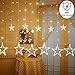 slashome Star Curtain Lights, 8 Modes, 29V, with 12 Stars 138pcs LED Waterproof Linkable Curtain String Lights, Warm White String Light for Christmas/Halloween/Wedding/Party Backdrop, UL Listed