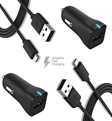 LG G6 / LG G6 Charger! Adaptive Fast Charger with Type-C Cable Combo Kit Set. {2 Car Chargers + 2 Type-C Cables} True Digital Adaptive Fast Charging uses dual voltages for up to 50% faster charging!