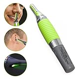 Nose Hair Trimmer,Bienna Electronic [Battery-Operated] Stainless Steel Nose Ear Eyebrow Sideburn and Beard Hair Clipper with LED Light for Men & Women-Green