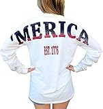 Merica Stadium Jersey USA Unisex Size Long Sleeve T Shirt with Front Pocket