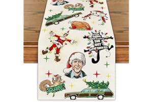 YARCOOLY Christmas Vacation Table Runner Red and Green Vaction Xmas Table Cover Winter Seasonal Holiday Decor Merry Christmas Decorations for Home Party