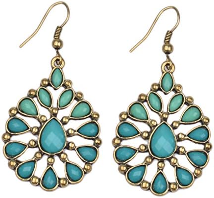 Jew: 1 Pair Fashion Drop Earrings Vintage Bohemia Dangle Hollow Earrings Xmas Gift HQE161