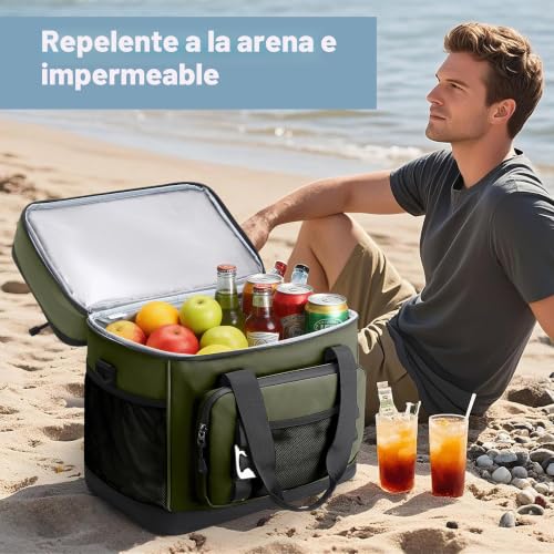 Youngoa Portable Cooler, 40L Large Double Folding Beach Cooler, Portable and Waterproof Isothermal Thermal Bag for Picnic