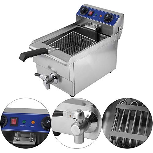 Belovedkai Electric Deep Fryer, 13L/26L Stainless Steel Commercial Electric Deep Fat Fryer Temperature Control Timing Fryer with Drain & Basket,Single Tank/Dual Tank (13L Single Tank) - Thumbnail 5