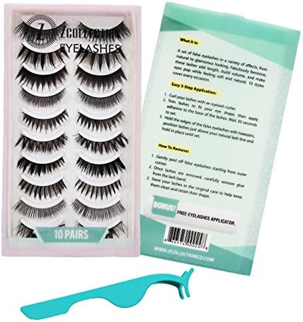 ZCollection 10 Styles/Pairs False Eyelashes FREE Professional Design Stainless Tweezers Eyelashes Applicator