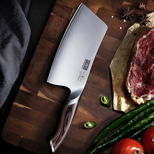 HOSHANHO Cleaver Knife 7 Inch, Ultra Sharp Vegetable Meat Chopper Knife | Japanese High Carbon Steel Chopper Butcher Knife, Multifunction Cooking Knife for Home Kitchen and Restaurant