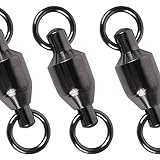 Dr.Fish 20 Packed Ball Bearing Swivel 100% Copper Stainless Steel Welding Rings Black Nickel Finish Super High Strength Saltwater Big Game Fishing