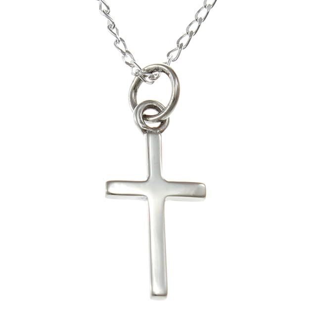 Childrens Sterling Silver Cross Pendant Necklace With 16" Chain