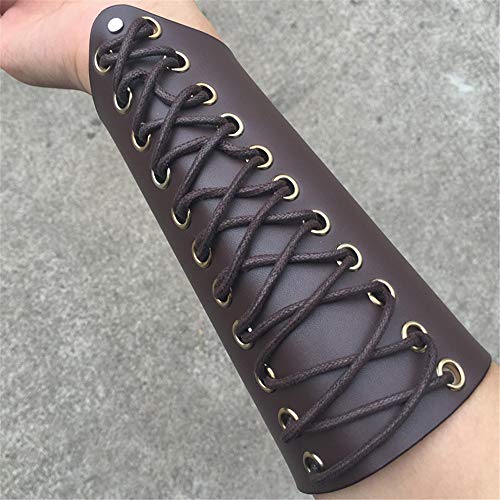Chartsea Leather Shooting Arm Guard Archery Hunting Recurve Bow Hand Protection Glove (Brown) - Thumbnail 3