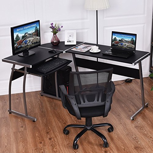 totoshopdesk Corner Desk L-Shaped Office Wood Large PC Game Table Workstation Home Furniture