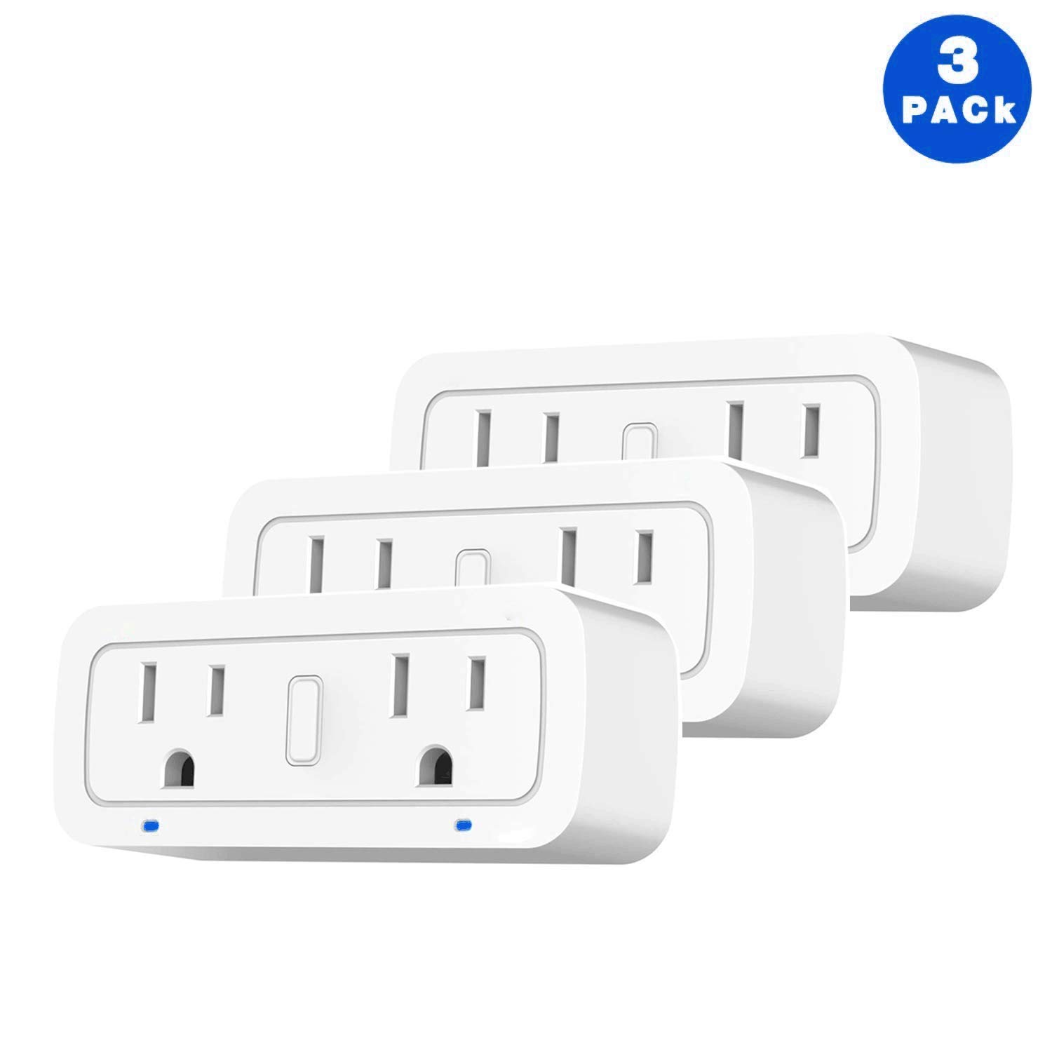 BRTLX WiFi Smart Plug Socket Works with Alexa Echo/Google Home/IFTTT,Dual Mini Outlets with Energy Monitoring and Timer, No Hub Required, Controlled Devices from Anywhere, 2 Years Warranty,3 Packs