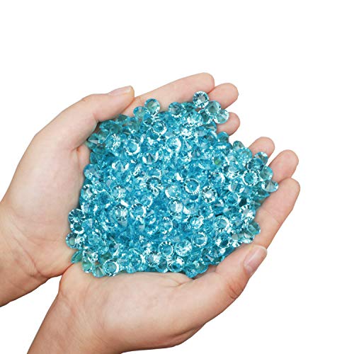 Meching Acrylic Diamonds Crystals 11OZ(1100 PCS) Bottle Round Diamond Crystals Treasure Gems for Table Scatters, Vase Fillers, Event, Wedding, Birthday Decoration Favor, Arts & Crafts (Blue)