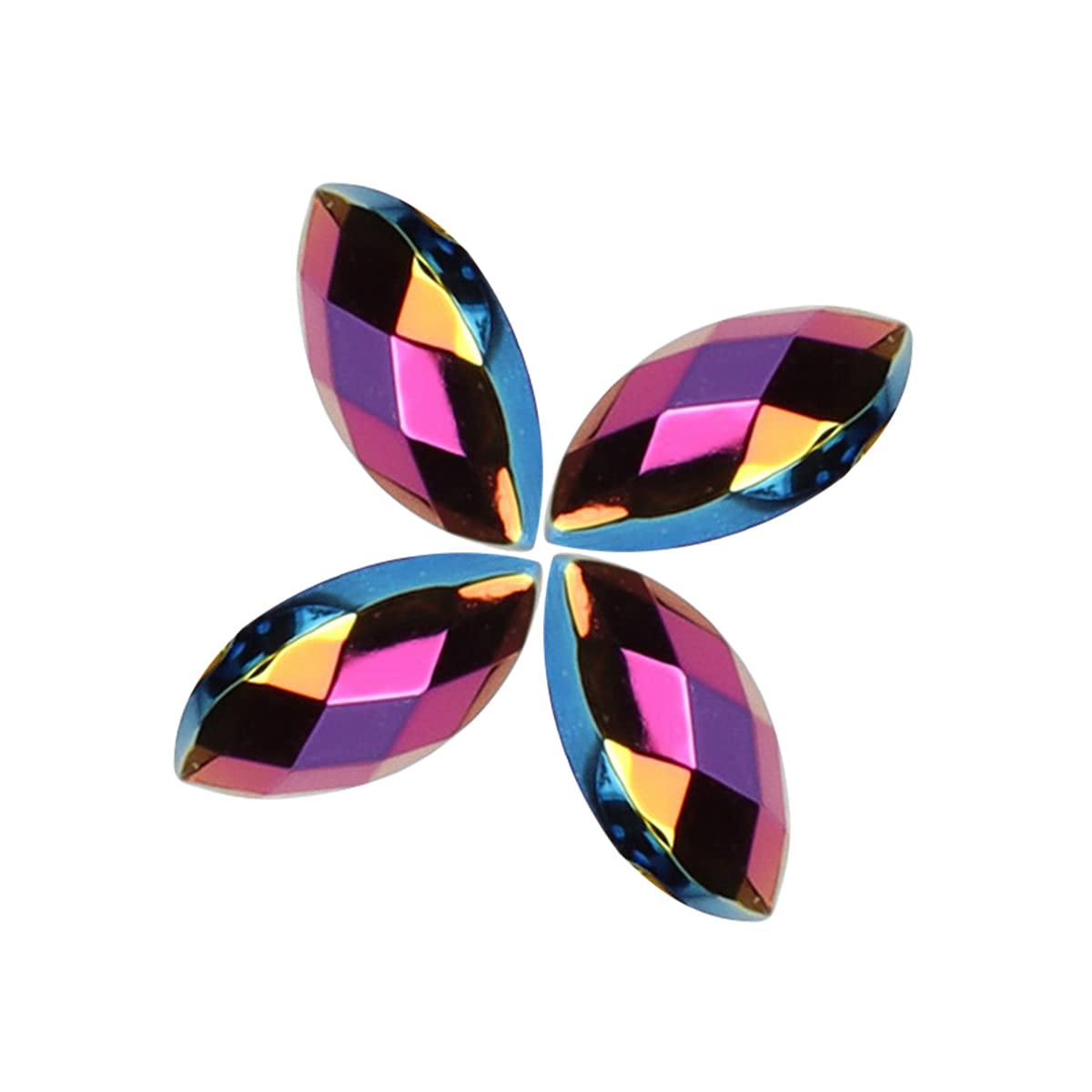 Buachois 1000 Pcs Horse Eye Shaped Rhinestones AB Fancy Crystal Gems Flatback Glass Crystals Beads for DIY Crafts Handicrafts Clothes Bag Shoes Decorations Black