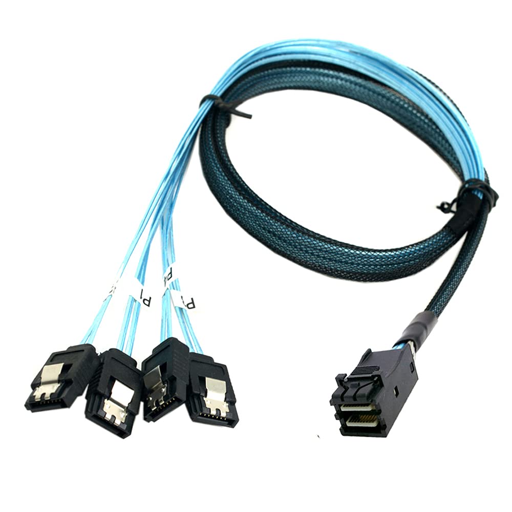 NFHK Internal Mini SAS HD SFF-8643 Host to 4 SATA 7pin Target Hard Disk 6Gbps Data Server Raid Cable