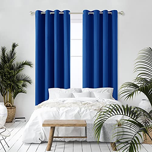Deconovo Royal Blue Living Room Curtains, Blackout Drapes, Soundproof