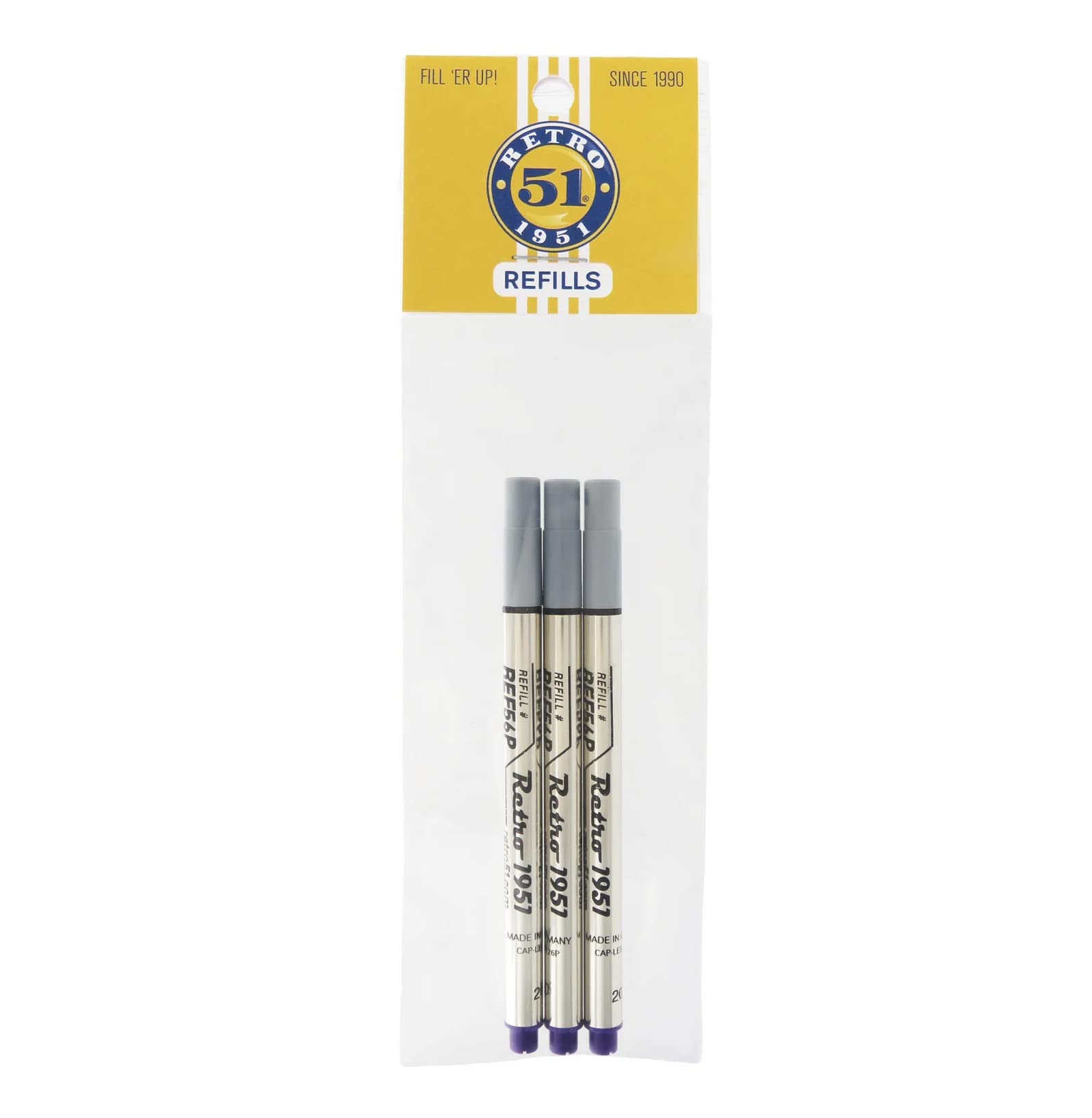 Retro 51 Rollerball Pen Refills, Purple, 3-Pack (REF56P-B)