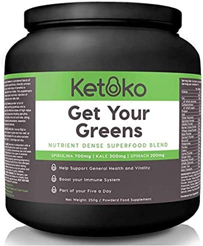 Ketoko Get Your Greens Powder | Superfood Powder | Keto Greens - Vegan Natural Ingredients | Keto Diet Friendly - Only 2g of Carbs Per Serving | Natural Keto Electrolytes and Keto Minerals